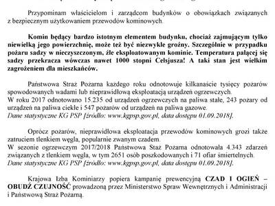 Obraz 2: Komunikat Prezesa Krajowej Izby Kominiarz...