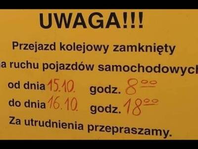 UWAGA! Zamknięty przejazd kolejowy w Wieprzu!!!