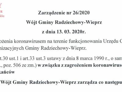 Z dniem 13 marca 2020r. do odwołania wprowadza się...