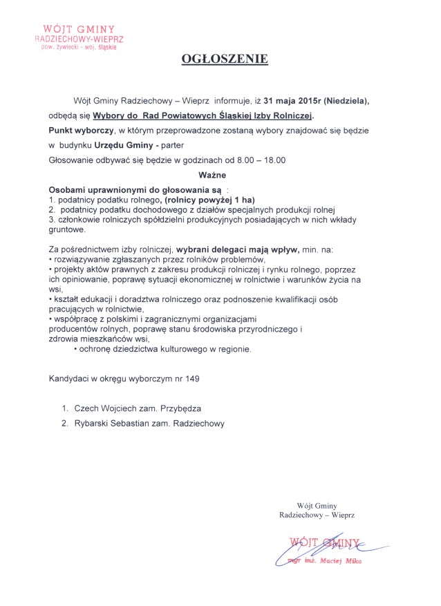 Wybory do Rad Powiatowych Śląskiej Izby Rolniczej