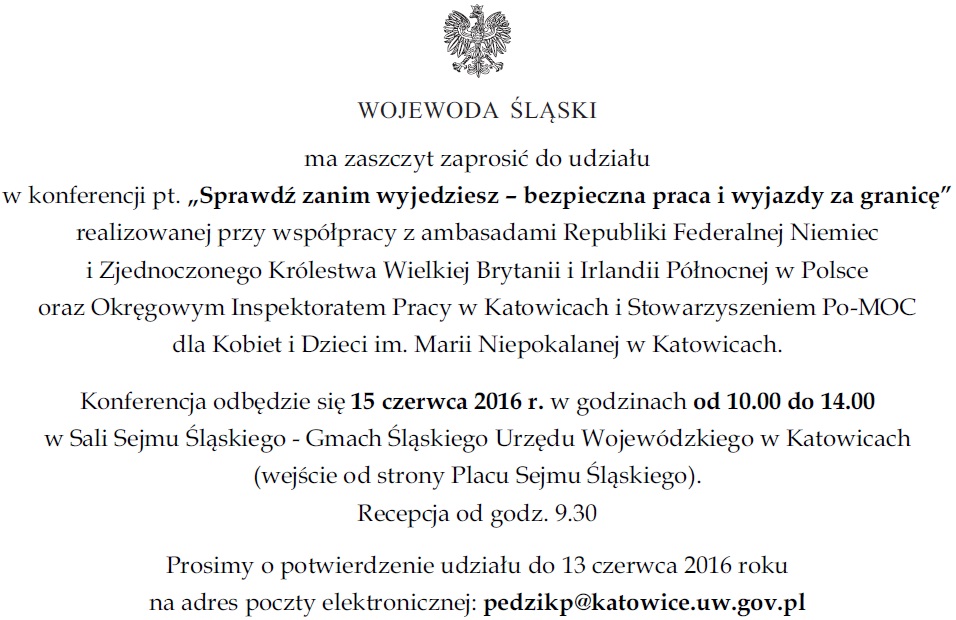 Konferencja pt. ''Sprawdź zanim wyjedziesz - bezpieczna praca i wyjazdy za granicę''