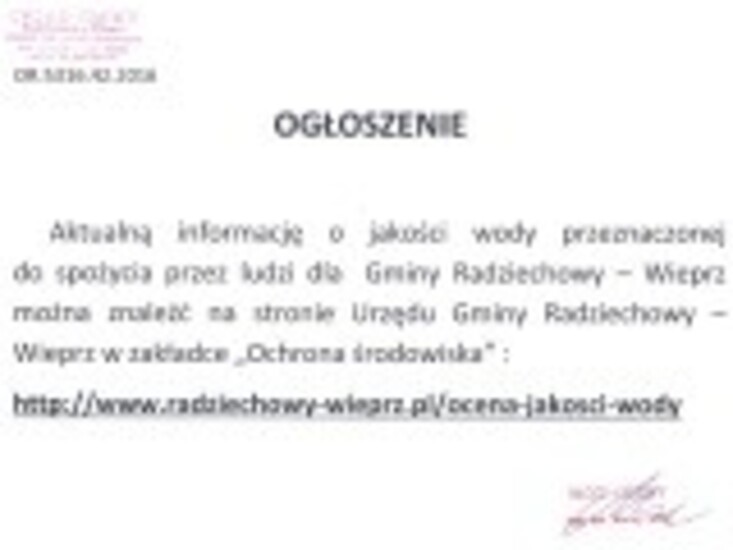 Ogłoszenie Wója Gminy Radziechowy-Wieprz