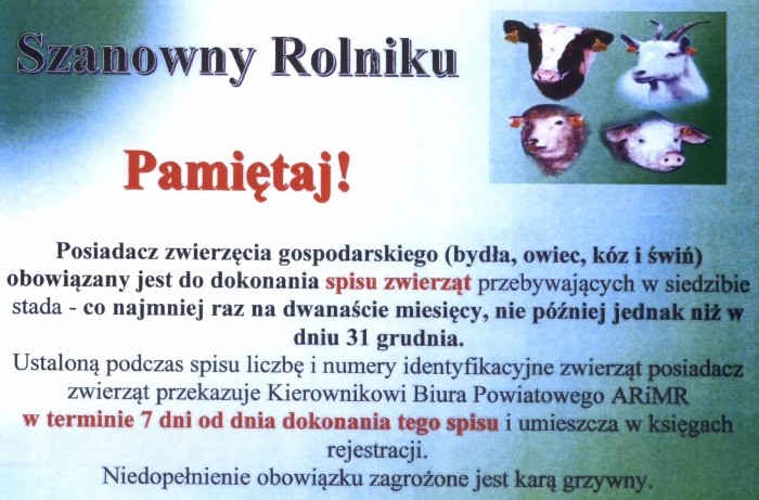 Szanowny Rolniku, pamiętaj!