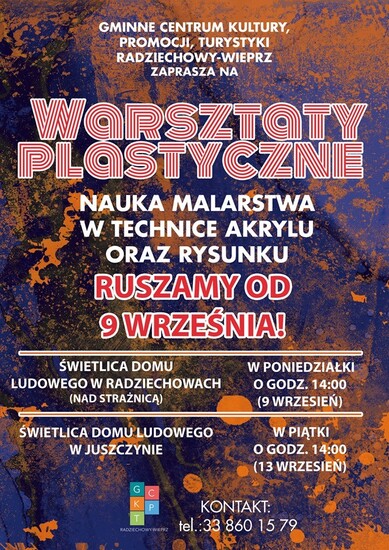 9 września 2019r. ruszają Warsztaty Plastyczne! ZAPRASZAMY!