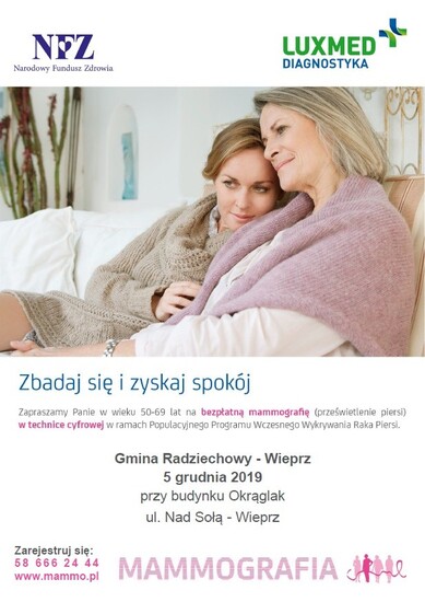 Bezpłatna mammografia - Wieprz, 5 grudnia 2019r.
