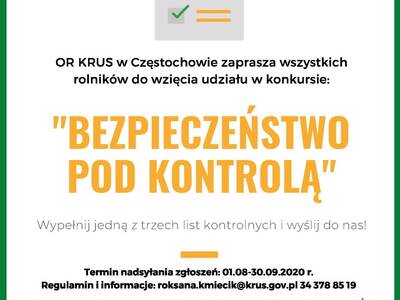 ''Bezpieczeństwo pod kontrolą'' - KRUS ogłasza kol...