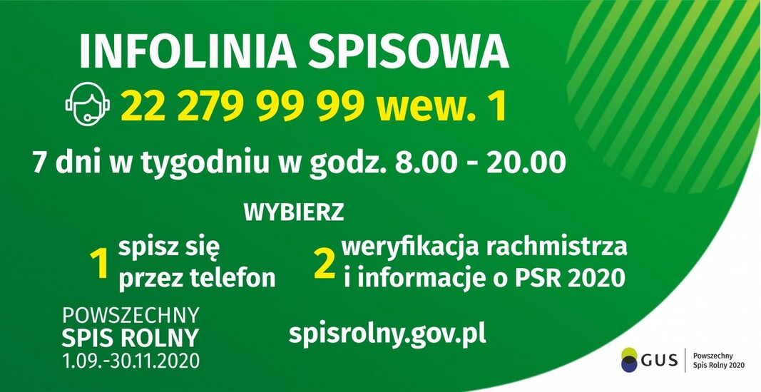 Powszechny Spis Rolny 2020 - infolinia spisowa