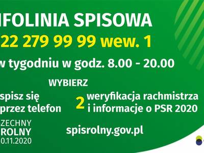 Powszechny Spis Rolny 2020 - infolinia spisowa