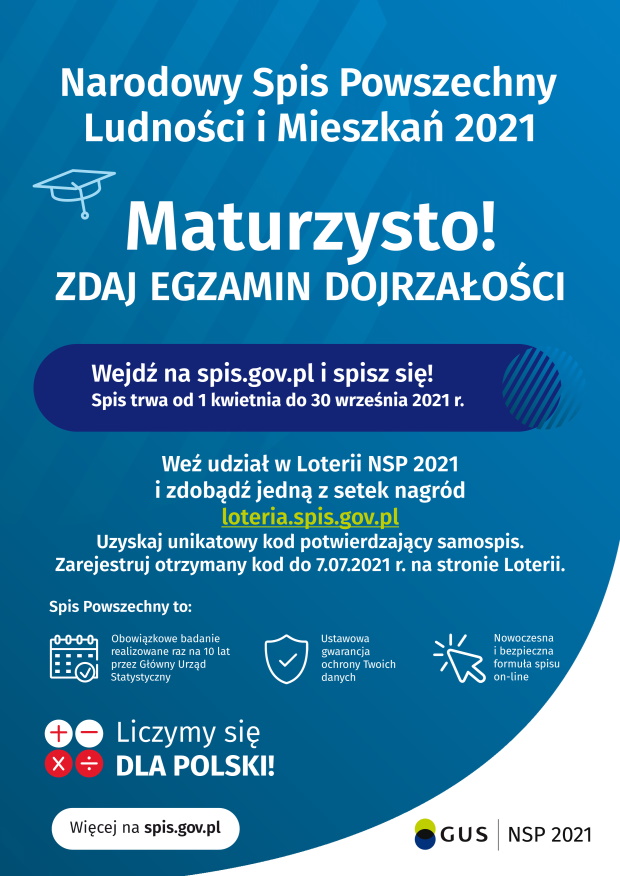 Maturzysto! ZDAJ EGZAMIN DOJRZAŁOŚCI! Wejdź na spis.gov.pl i spisz się! Spis trwa od 1 kwietnia do 30...