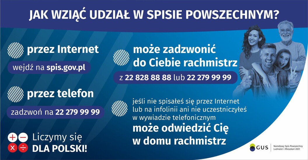 Drodzy Mieszkańcy! Do 30 września 2021 r. trwa Narodowy Spis Powszechny Ludności i Mieszkań 2021.