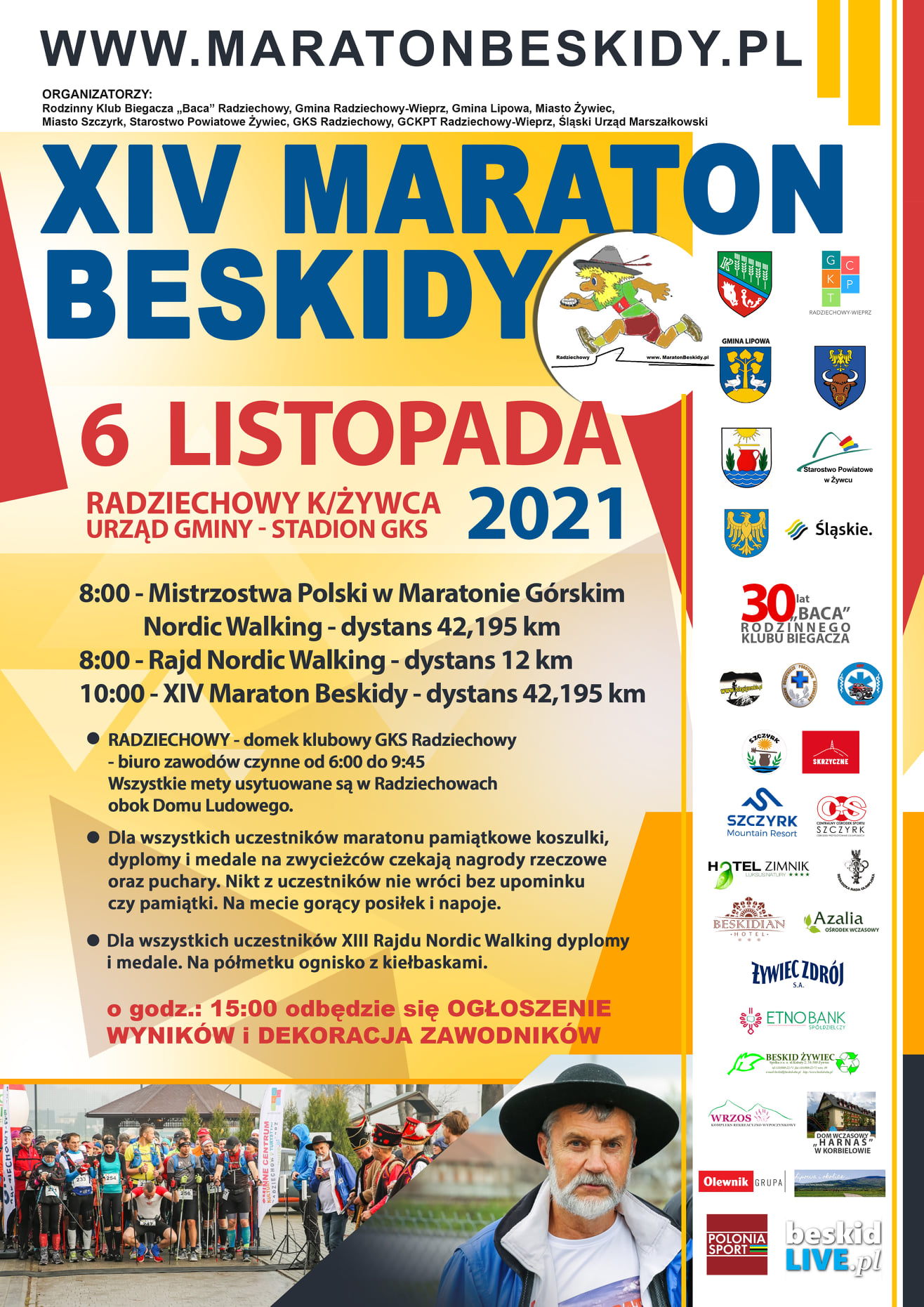 XIV MARATON BESKIDY - 6 listopada 2021 - RADZIECHOWY - STADION GKS