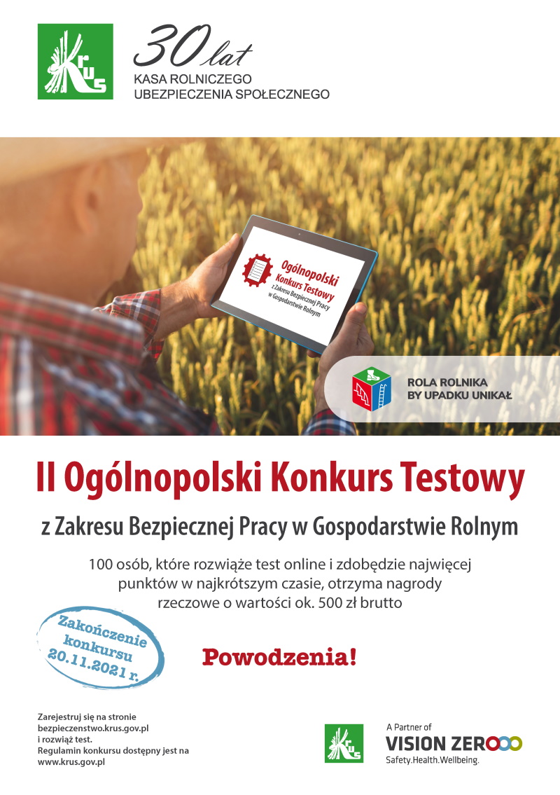 II Ogólnopolski Konkurs Testowy z Zakresu Bezpiecznej Pracy w Gospodarstwie Rolnym