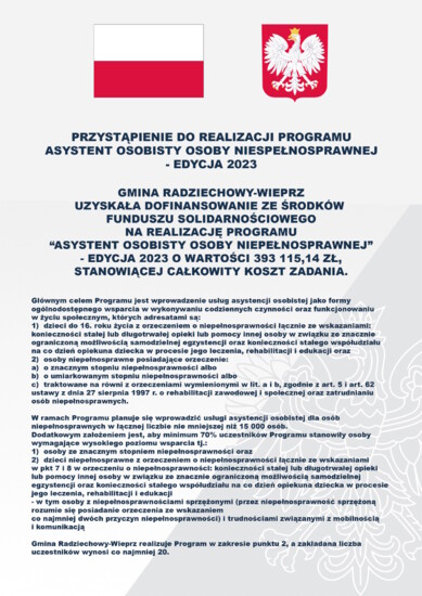 Przystąpienie do realizacji programu: &quot;Asystent...