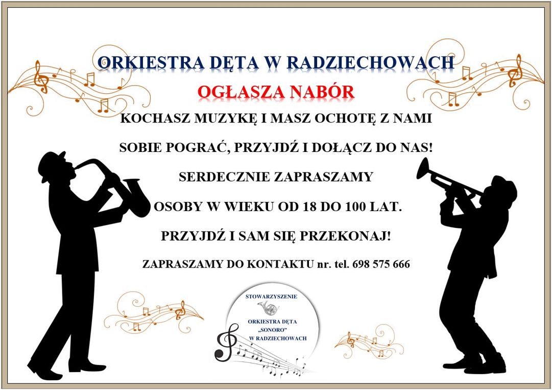 Stowarzyszenie Orkiestra Dęta Sonoro w Radziechowach ogłasza nabór