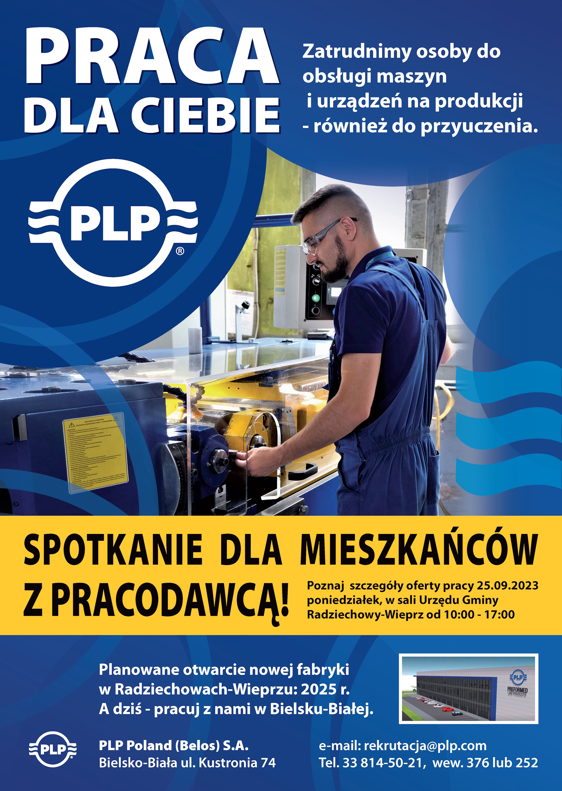 OGŁOSZENIE: spotkanie z przedstawicielami firmy PLP Poland (Belos) z Bielska-Białej w dniu 25.09.2023...