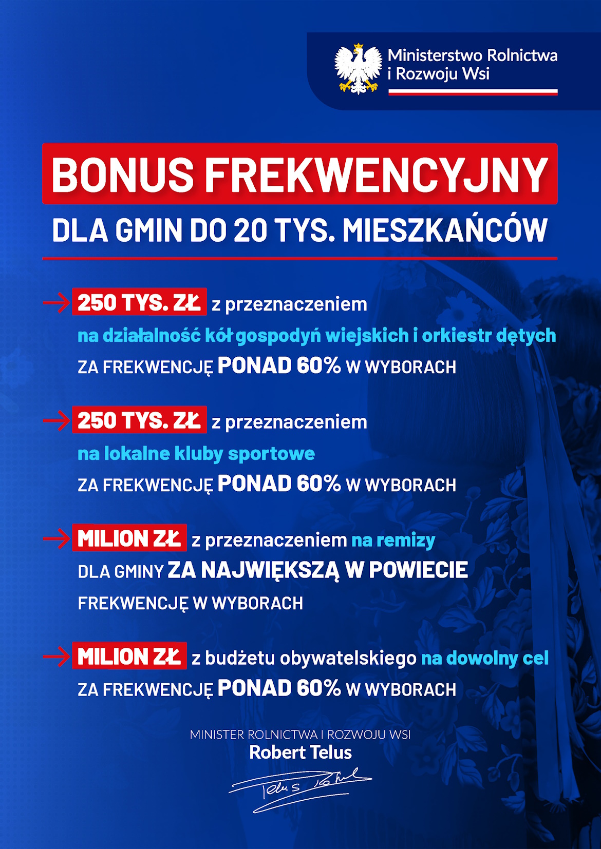 BONUS FREKWENCYJNY DLA GMIN DO 20 TYS. MIESZKAŃCÓW - PLAKAT