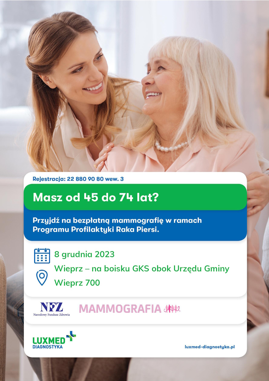 Bezpłatna mammografia – mobilna pracownia mammograficzna LUX MED w grudniu - Wieprz