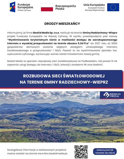 Informujemy, że firma Beskid Media Sp. z o.o. realizuje...