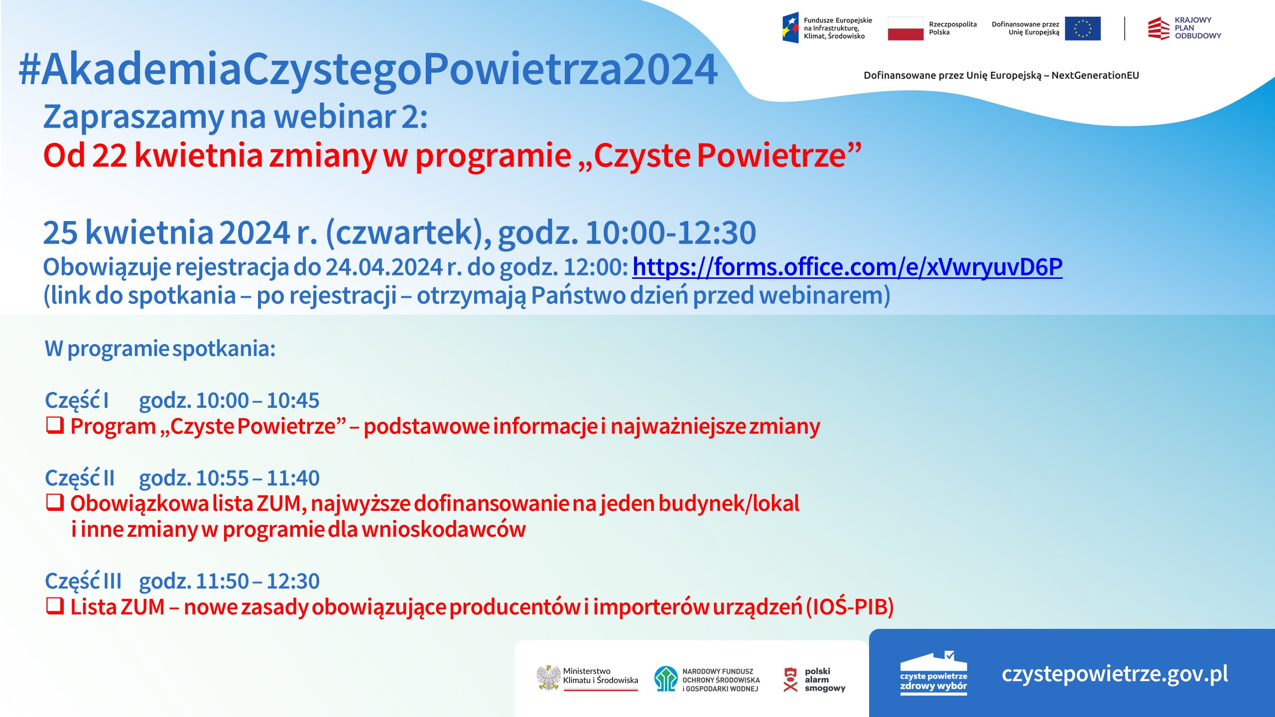 #AkademiaCzystegoPowietrza2024. Zapraszamy na 2. webinar o zmianach w programie „Czyste Powietrze”