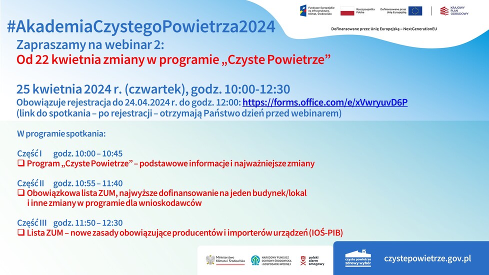 #AkademiaCzystegoPowietrza2024. Zapraszamy na 2. webinar...