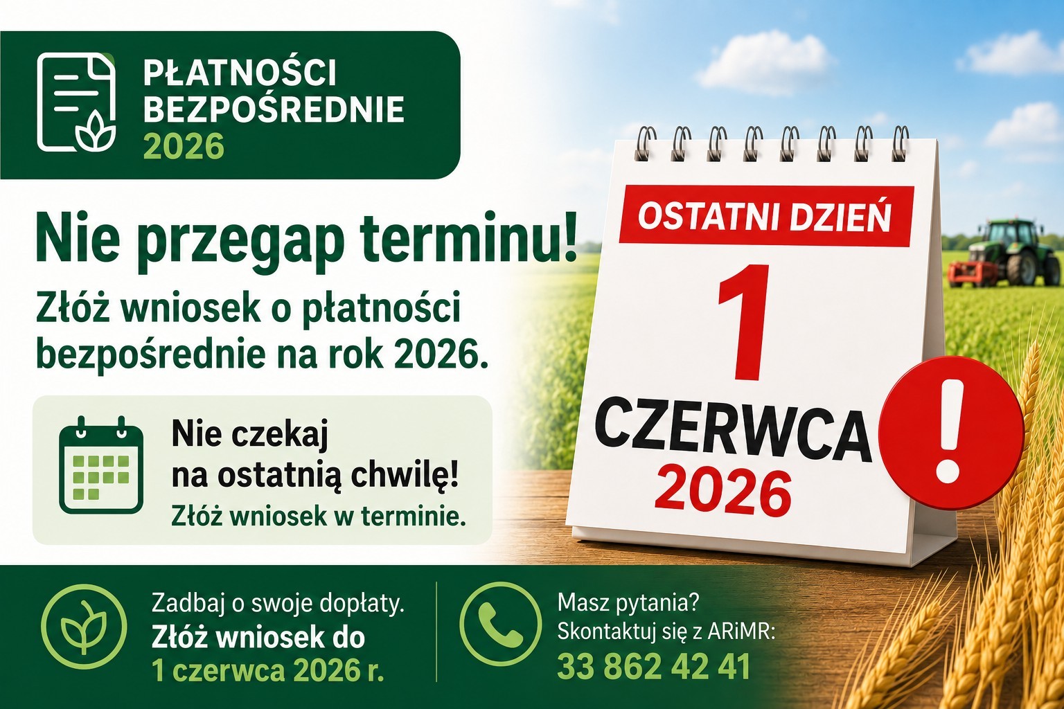 ARiMR przypomina: nie przegap terminu!