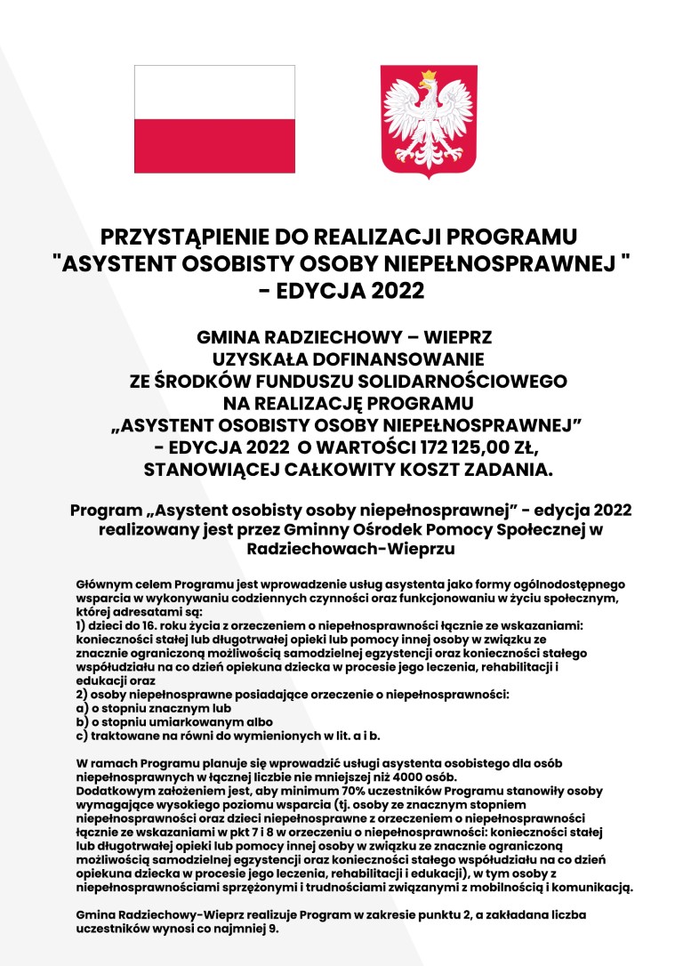 Asystent Osobisty Osoby Niepełnosprawnej - edycja 2022