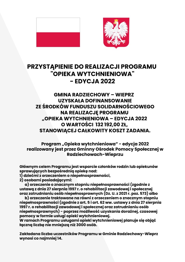 Opieka Wytchnieniowa - edycja 2022